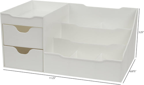 Cosmetic Storage Organizer - Sitting on Your Vanity, Bathroom Counter or Dresser - Easily Organize Your Cosmetics, Jewelry, Hair Accessories (White)