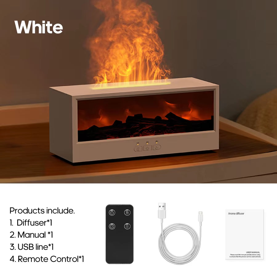 Simulated Fireplace Aroma Diffuser 150Ml Essential Oil Diffuser Air Humidifier W/ Remote & Colorful Light for Home Creative Gift